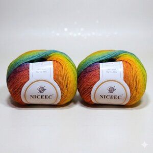 NICEEC Set of 2 Rainbow Wool Skeins